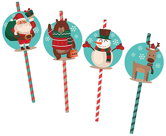 Paper Christmas Straws (Pack of 32)