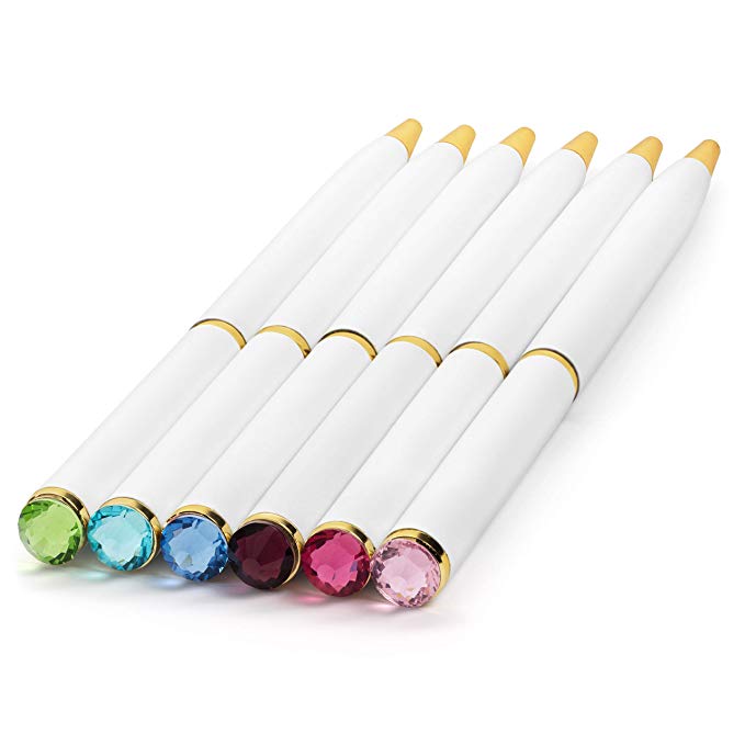 Fancy Pens with Colorful Diamond Gem Top (Set of 12)