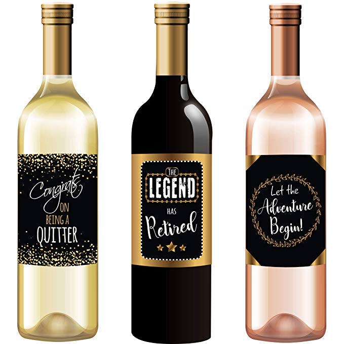 Retirement Wine Bottle Labels