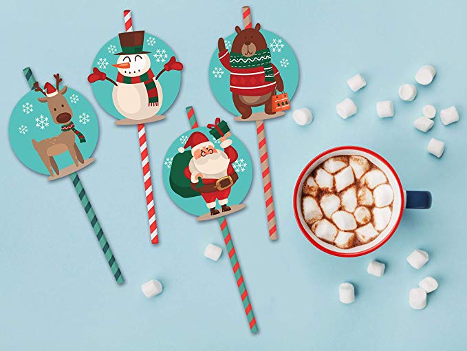 Paper Christmas Straws (Pack of 32)