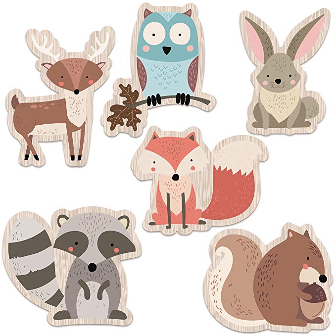 Woodland Creatures Party Supplies (Set of 6 Heavy Card Stock Figures)