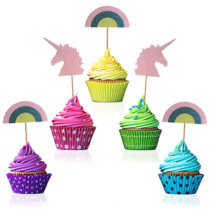 Unicorn & Rainbow Cupcake Topper