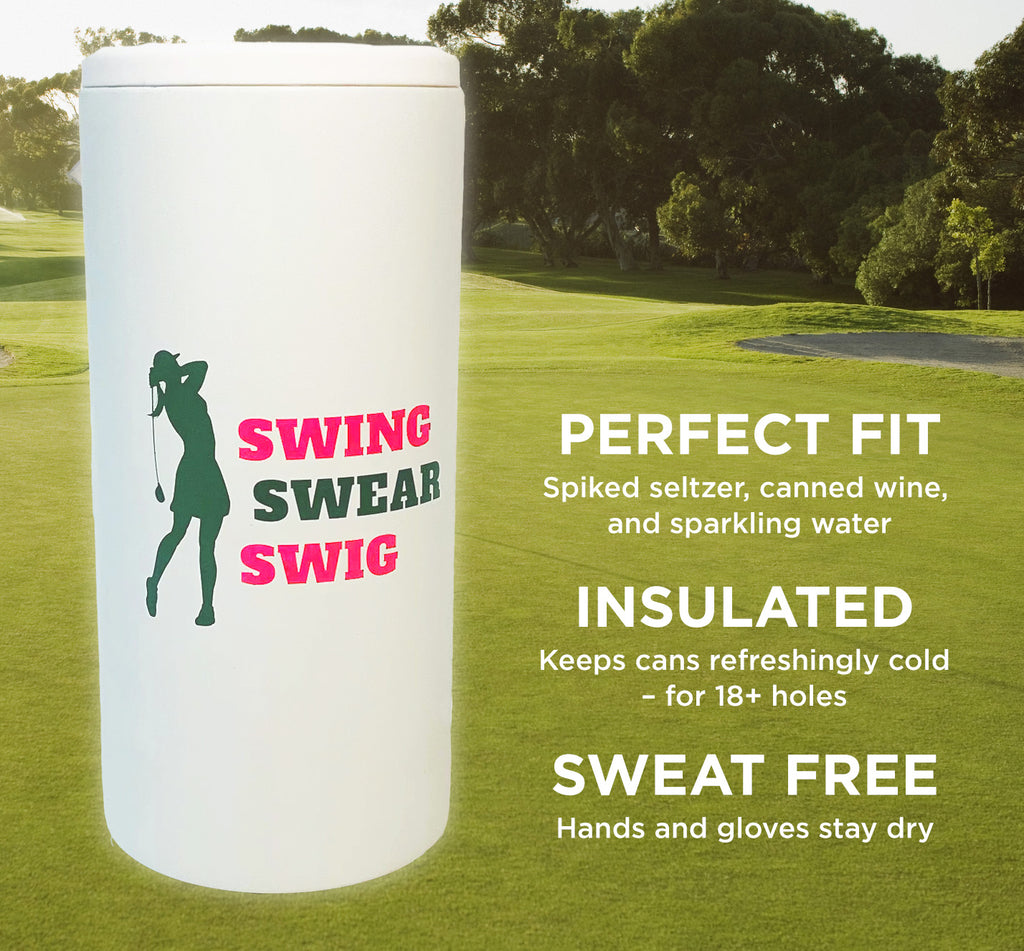 Golf Skinny Can Cooler for Women - Funny Golf Gift for Women - Slim Can Sleeve for 12oz Tall Slim Can Beverages